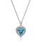 J'ADMIRE Aquamarine Simulant Platinum Over Sterling Silver Heart Pendant
with Chain