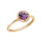 J'ADMIRE 10K Gold Crystal Amethyst Simulant Solitaire Ring