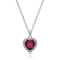 J'ADMIRE Garnet Simulant Platinum Over Sterling Silver Heart Pendant
with Chain