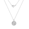 LUXGEM 10K White Gold Round Halo Pendant Necklace | 3 Carat Cubic Zirconia