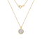 LUXGEM 10K Yellow Gold Round Halo Pendant Necklace | 0.5 Carat Cubic Zirconia