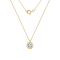 LUXGEM 14K Yellow Gold Bezel Round Cut Pendant Necklace | 2 Carat Cubic Zirconia