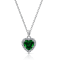 J'ADMIRE Emerald Simulant Platinum Over Sterling Silver Heart Pendant
with Chain