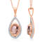 KALLATI Oval Morganite and White Diamond 14K Rose Gold Pendant With Chain