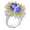 KALLATI White Gold 5.75 ctw Tanzanite and Diamond Ring