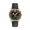 Greca Chrono Wave Black Dial Leather Strap Watch
