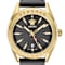 V-Code GMT Black Sunray Dial Leather Strap Watch