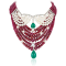 Andreoli Ruby Beads, Emerald, And Pearl Statement Necklace