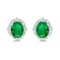 14K White Gold Emerald and White Diamond Earrings