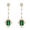 18K Yellow Gold Green Tourmaline and Diamond Earrings