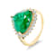 14K Yellow Gold 5.17ct Emerald Ring with Diamond Halo and Studded Band