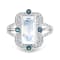 18K White Gold Moonstone, London Blue Topaz, and Diamond Ring 4.97ctw