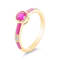 14K Yellow Gold Enamel Ring with  Created Ruby and Diamond