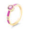 14K Yellow Gold Enamel Ring with Pink Tourmaline and Diamond