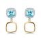 18K Yellow Gold Blue Zircon and Diamond Earrings 4.40ctw