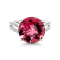 14K Rhodium Over White Gold Round Pink Tourmaline and Round Diamond Ring 6.64ctw
