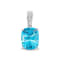 14K White Gold Blue Topaz and Diamond Pendant