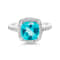 14K Rhodium Over White Gold Cushion Apatite and Round Diamond Ring 2.63ctw