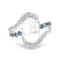 18K White Gold Moonstone, London Blue Topaz, and Diamond Ring 4.39ctw