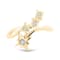 White Sapphire Round Chain Design Ring, Gold Plated Sterling Silver