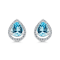 10K White Gold Aquamarine Adjustable Earrings with 0.30 ctw Diamonds