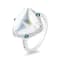 14K White Gold Moonstone, London Blue Topaz and Diamond Ring 6.84ctw