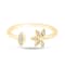 White Sapphire Round Chain Style Ring, Yellow Gold Plated Sterling Silver