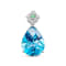 18K White Gold London Blue Topaz, Tsavorite and Diamond Pendant 11.70ctw