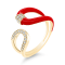 14K Yellow Gold Enamel Diamond Open Design Ring .13ctw