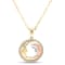 14K Yellow Gold Diamond Moon Necklace.