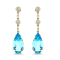 14K White Gold Blue Topaz and White Diamond Earrings