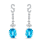 18K White Gold Swiss Blue Topaz and Diamond Earrings 7.11ctw