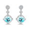18K White Gold Blue Zircon and Diamond Earrings 8.24ctw