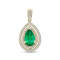 18K Yellow Gold Emerald and White Diamond Pendant