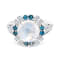 18K White Gold Moonstone, London Blue Topaz, and Diamond Ring 3.71ctw