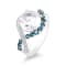 18K White Gold Moonstone, London Blue Topaz, and Diamond Ring 4.36ctw