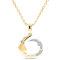 14K Yellow Gold Moon Diamond Necklace