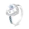 18K White Gold Moonstone, London Blue Topaz, and Diamond Ring 4.40ctw