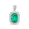 14K White Gold Emerald and White Diamond Pendant