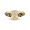 Gold Ring with Black and White Diamonds in Hourglass Shape