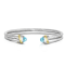 Sterling Silver & 18K Gold Italian Cable Cortina Blue Topaz Cuff Bangle