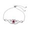 Sterling Silver Created ruby heart with Created White Sapphire bolo Bracelet