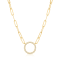 Yellow Gold Plated Sterling Silver Cubic Zirconia Lined Circle Paper
Clip Necklace, 18" + 2"