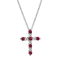 1/8 cttw Lab Grown Diamond and Created Ruby Sterling Silver Cross
Pendant Necklace