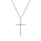 925 Sterling Silver Cubic Zirconia Cross Paper Clip Necklace, 18" +
3" Extension