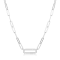 925 Sterling Silver Cubic Zirconia Lined Oval Link Paper Clip Necklace,
18" + 2" Extension