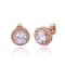 14K Rose Gold Plated Sterling Silver Cubic Zirconia Classic Halo Stud Earrings