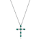 1/8 cttw Lab Grown Diamond and Created Emerald Sterling Silver Cross
Pendant Necklace