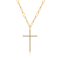 Yellow Gold Plated Sterling Silver Cubic Zirconia Cross Paper Clip
Necklace, 18" + 3" Extension