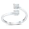 0.50 Ct Two Stone Emerald Cut Sideways Bypass Ring in 14K White Gold.